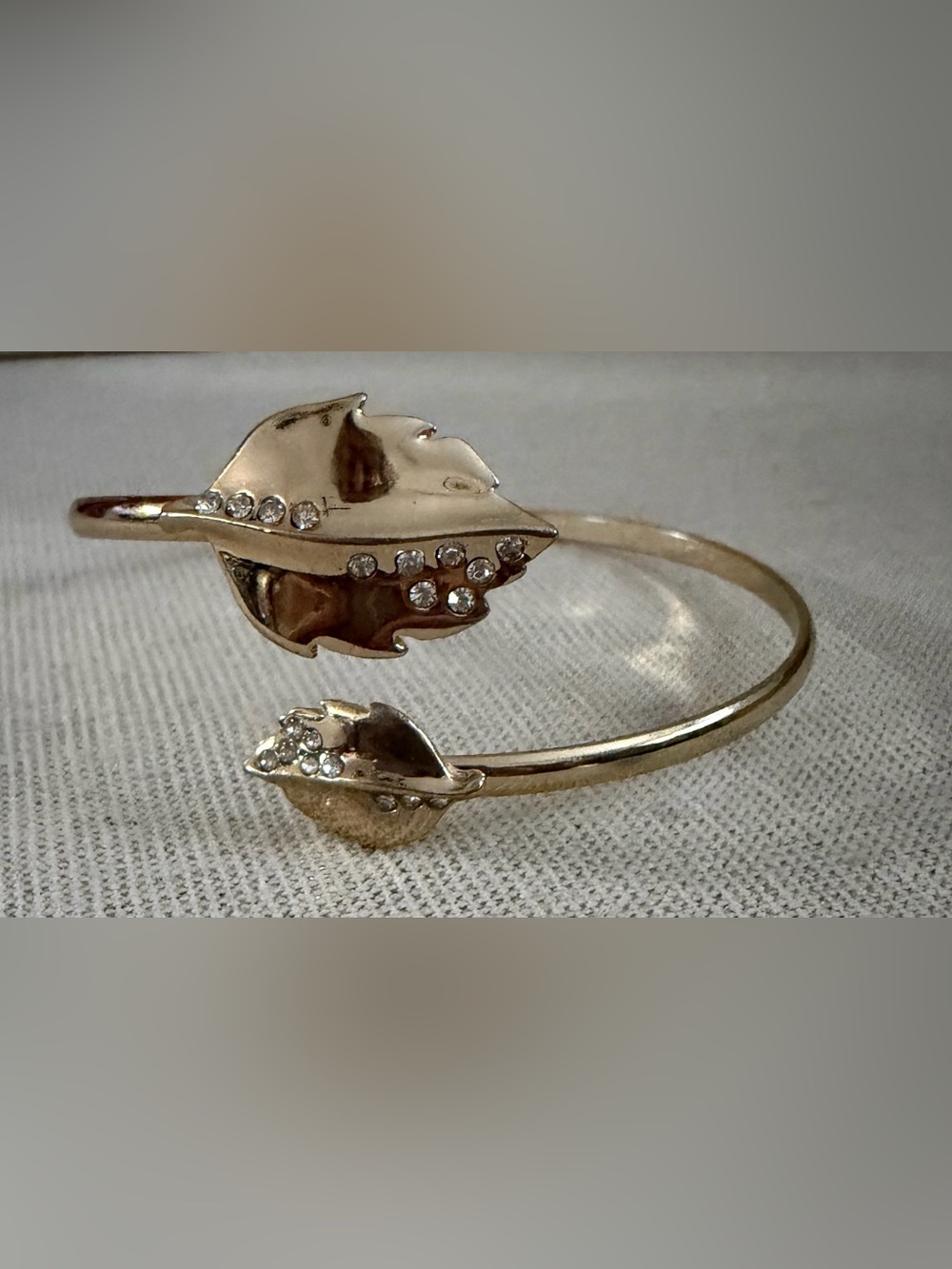 Gold Leaf Crystal Accent Bangle Bracelet